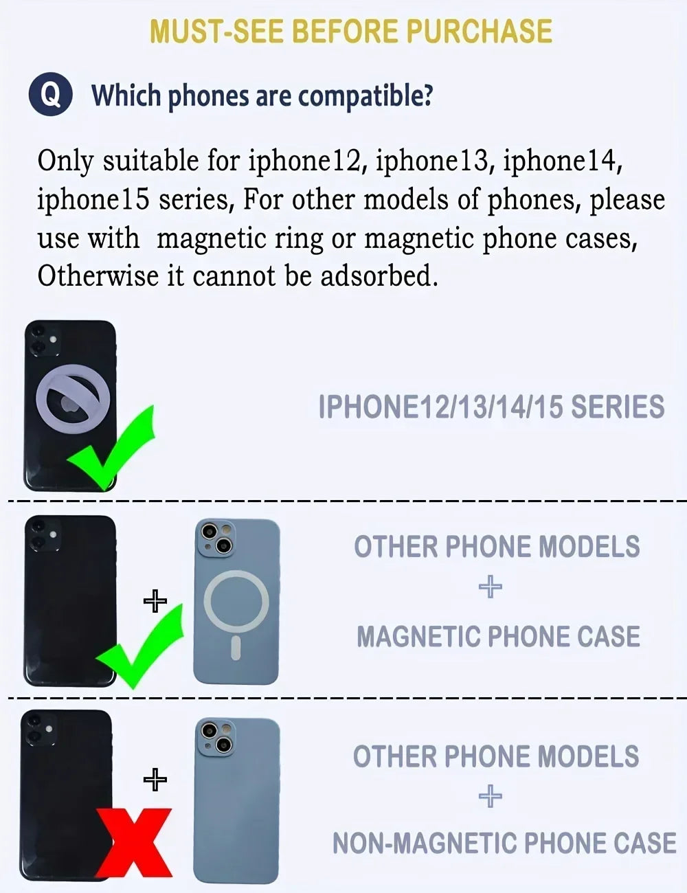 Magnetic Phone Ring Holder – 360° Rotating Grip & Stand for Smartphones