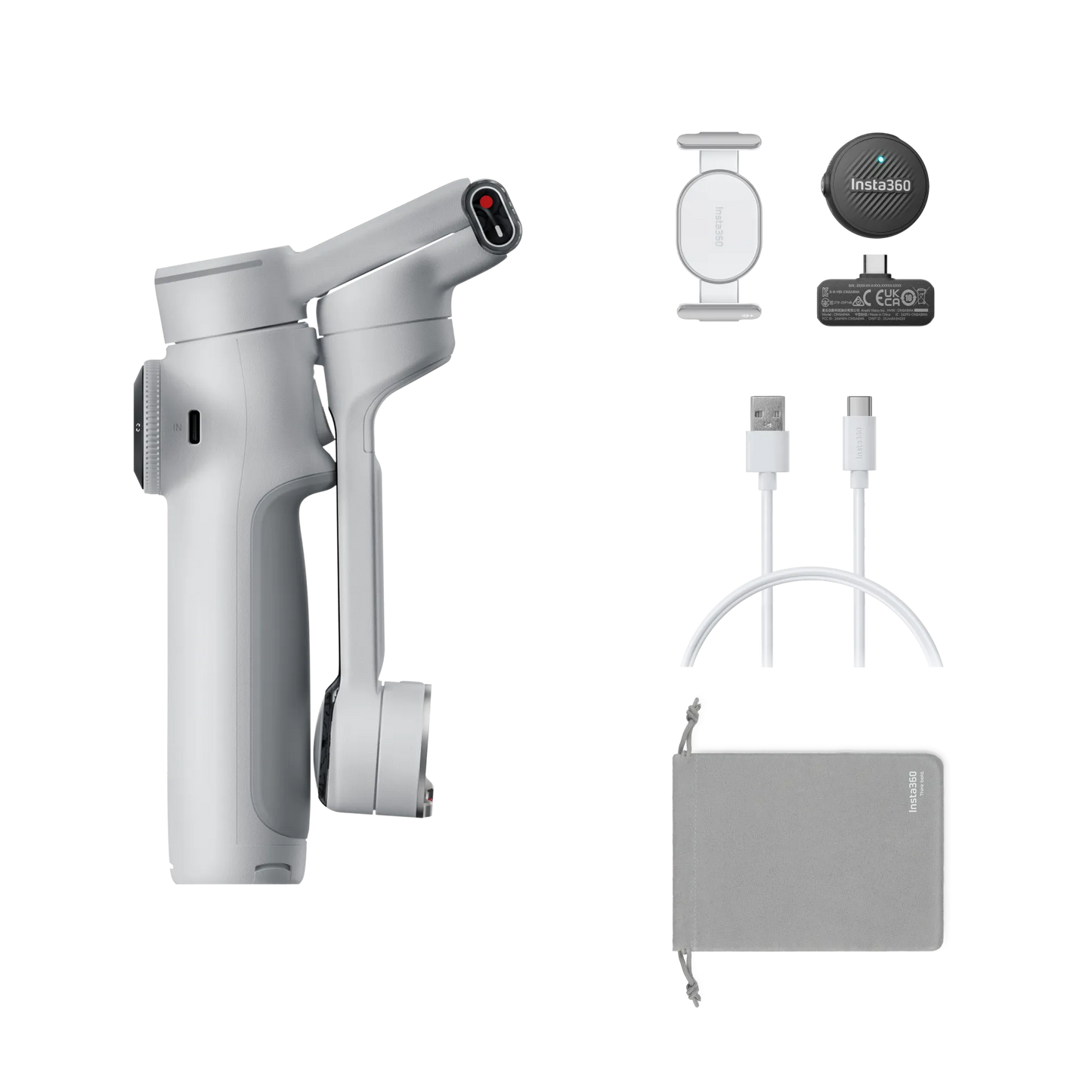 Insta360 Flow 2 Pro Mic Bundle – Foldable AI Smartphone Gimbal Stabilizer with Wireless Mic