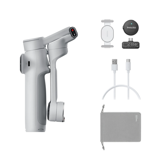 Insta360 Flow 2 Pro Mic Bundle – Foldable AI Smartphone Gimbal Stabilizer with Wireless Mic